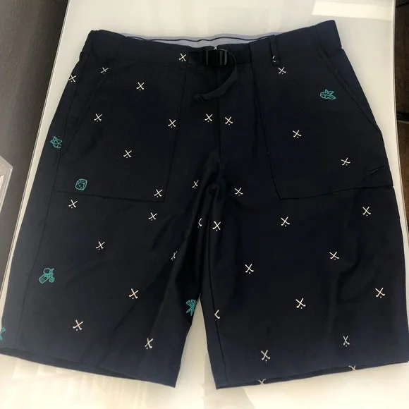 HP✨ NWOT Nike Flex Golf Shorts Navy Blue Charms Belted - Picture 5 of 13